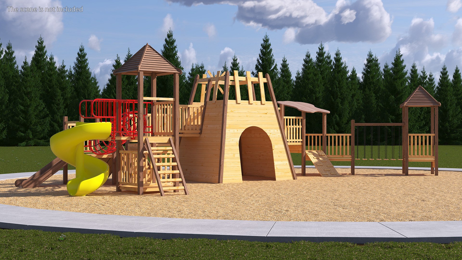 Wooden Childrens Playground 3D model - TurboSquid 2161763