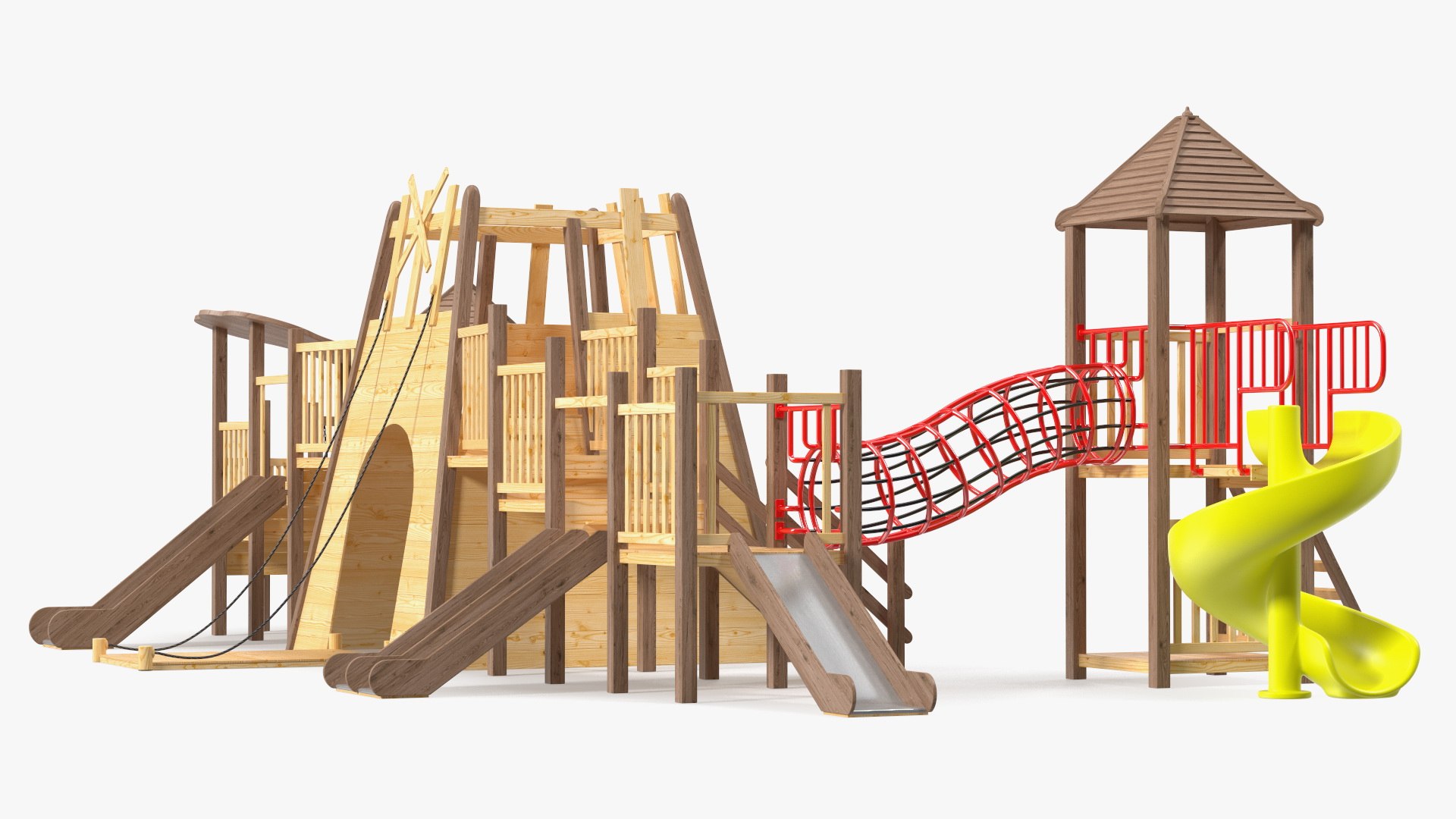 Wooden Childrens Playground 3D model preview