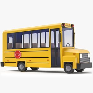 3D Stylized School Bus Low Poly 3D Model