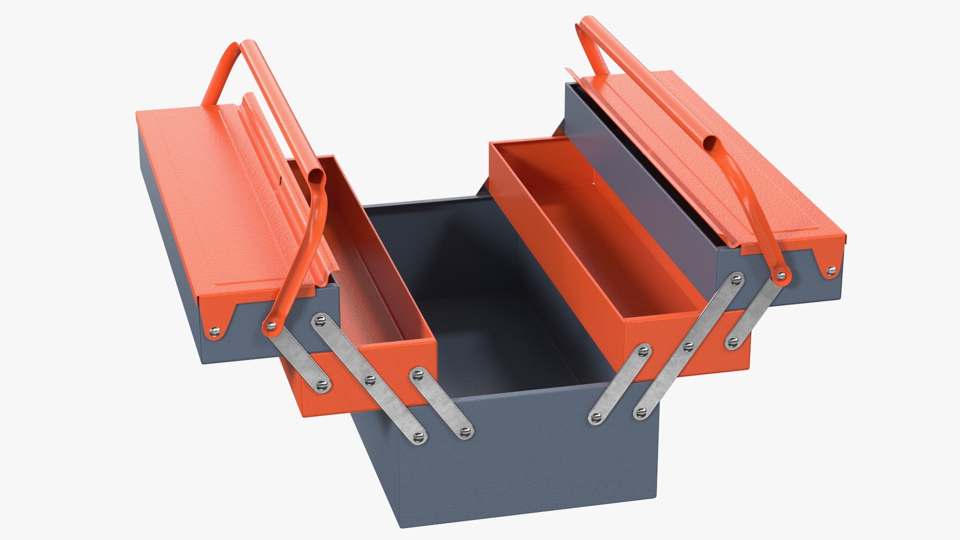 Metal Cantilever Tool Box Orange Rigged 3D model preview