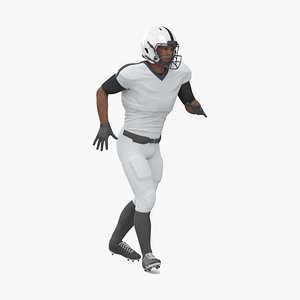 White Uniform Black Man Football Player Rigged for Maya 3D model