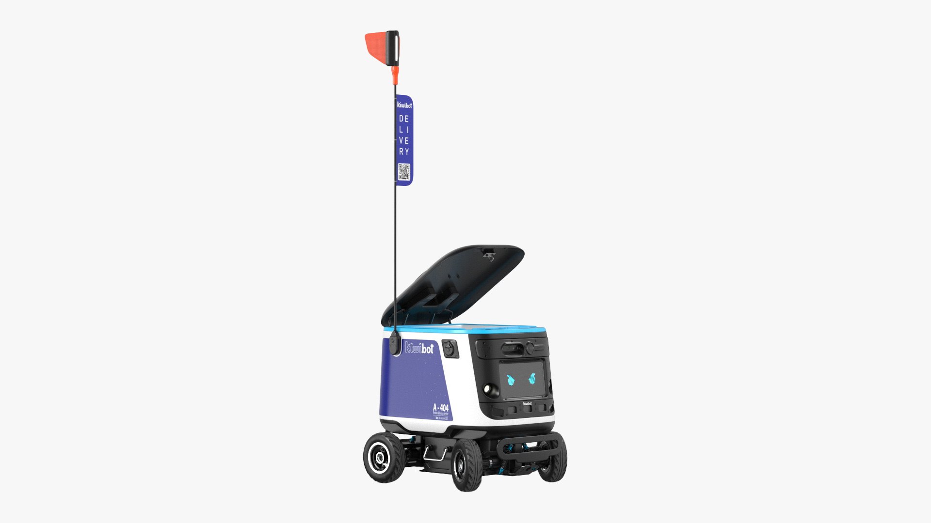 Blue Delivery Robot Kiwibot Rigged for Cinema 4D 3D model preview