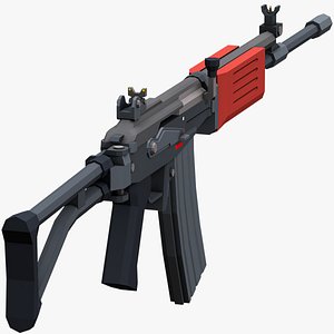 Stylized Galil ARM Rifle Low Poly Mobile Ready 3D model