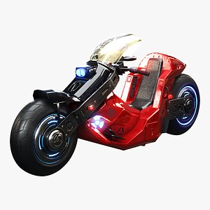 3D Futuristic Cyberpunk Motorcycle 3D Model - Sci-Fi Bike Neon City Vehicle