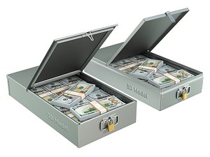 Safety Deposit Boxes with Money Stack