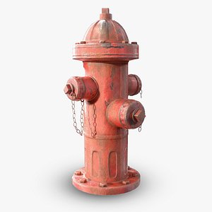 3D model Red painted old vintage fire hydrant da1