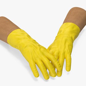 Hands in Yellow Rubber Gloves Rigged