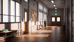 3D School Hallway 27 Assets