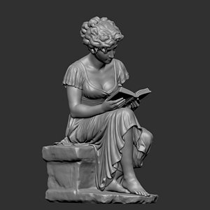 3D century style woman with updo hair