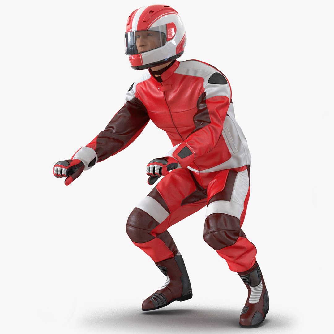 Motorcycle Rider Generic 2 Rigged for Cinema 4D 3D model preview