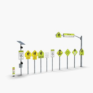 Signs School Zone 3D model
