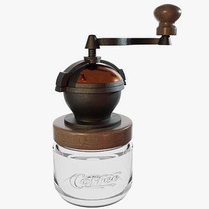 3D model hand coffee grinder glass bottle