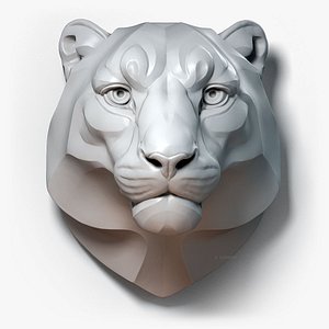 Snow Leopard Head Sculpture Stylized