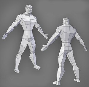 Low poly male model muscles
