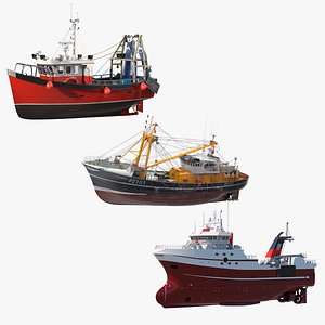 Collection Fishing Boat 3D Models for Download
