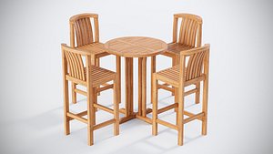 Round Bar Table and 4 Club Bar Chairs