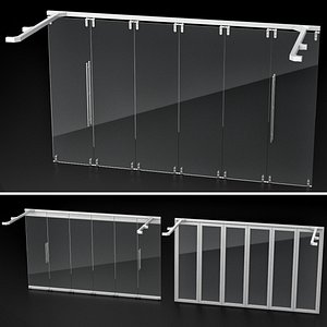 Glass Sliding Partition Walls 3D