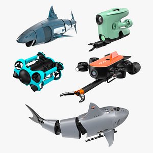 3D Rigged Underwater Drones Collection 3 model