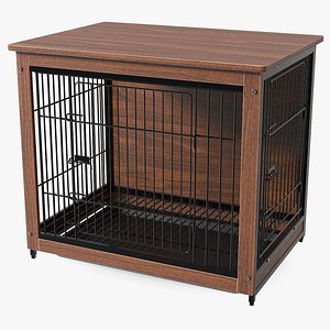 Wooden Crate with Metal Grid for Pets