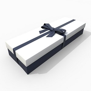 Gift Box - Long Rectangular with Tied Ribbon Bow 3D model