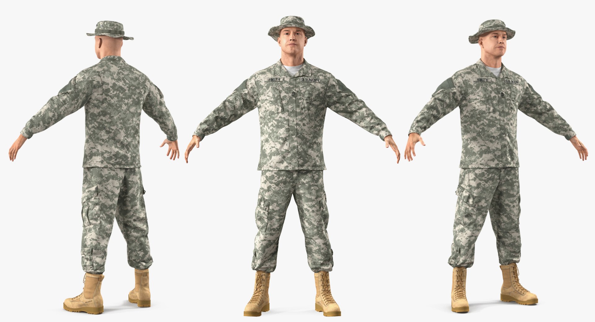 US Army Soldier Camo T-Pose 3D model preview