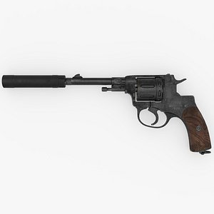 Nagant M1895 with silencer 3D model