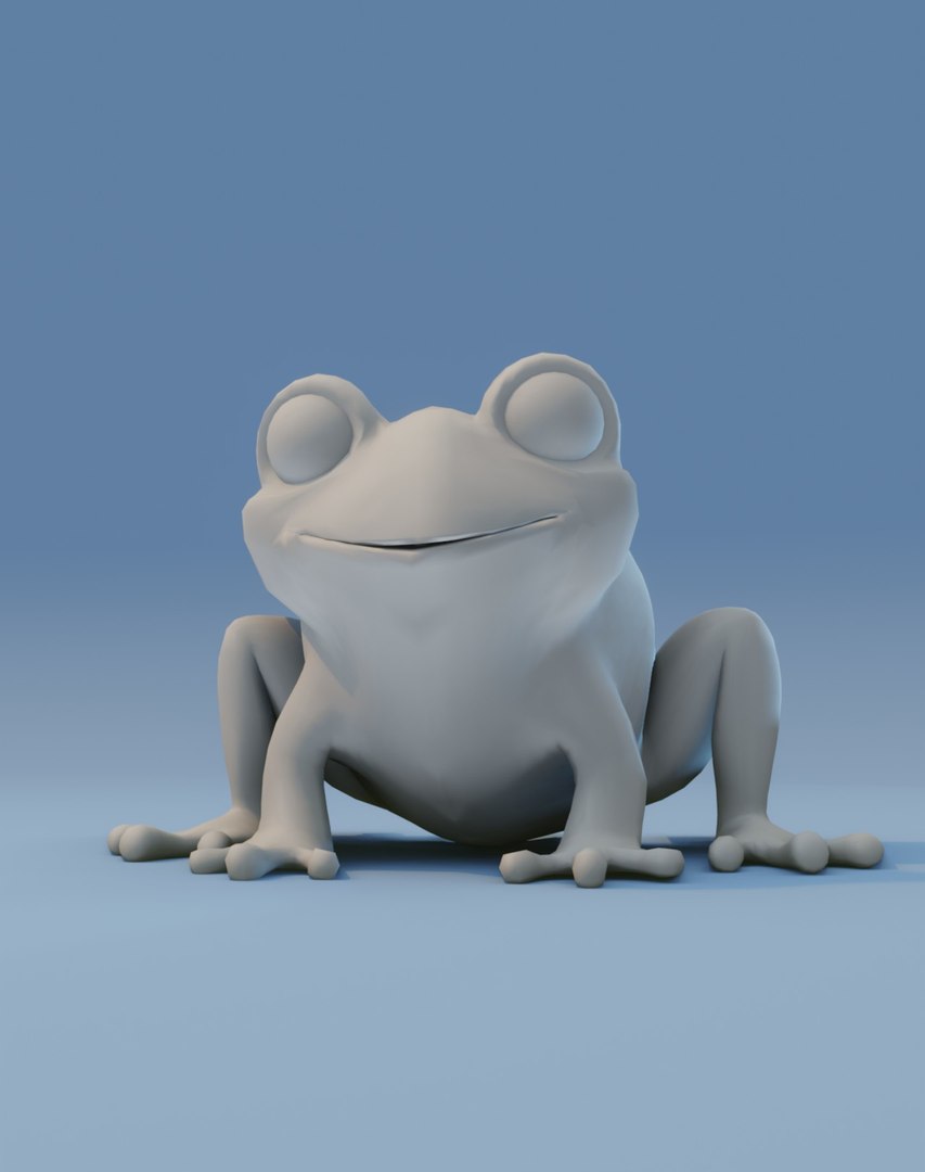 Cartoon Frog Base Mesh with Facial Expressions and 12 Animations 3D ...