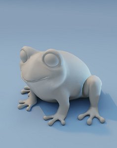 Cartoon Frog Base Mesh with Facial Expressions and 12 Animations 3D Model
