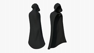 Medieval Cloak A01 Full Black - Fantasy Character Design
