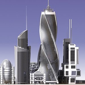 futuristic buildings 3d model