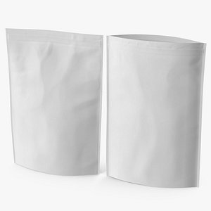 zipper white paper bags 3D model