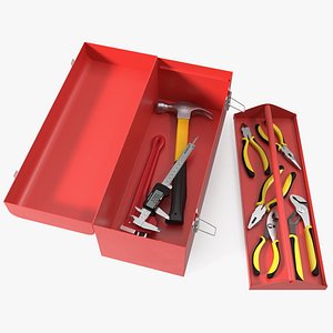 Heavy-duty Toolbox Red with Tools