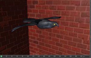 Crow with glowing eyes