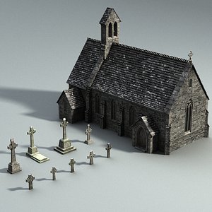 3d model of medieval gravejard set