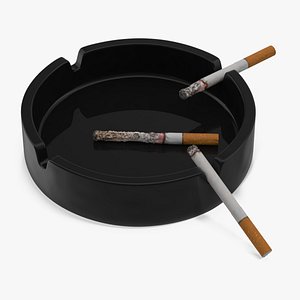 Smoldering Cigarette with Ashtray 3D model