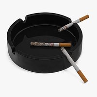 Smoldering Cigarette with Ashtray