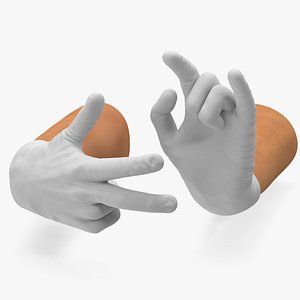 Hands Wearing Medical Gloves White Rigged