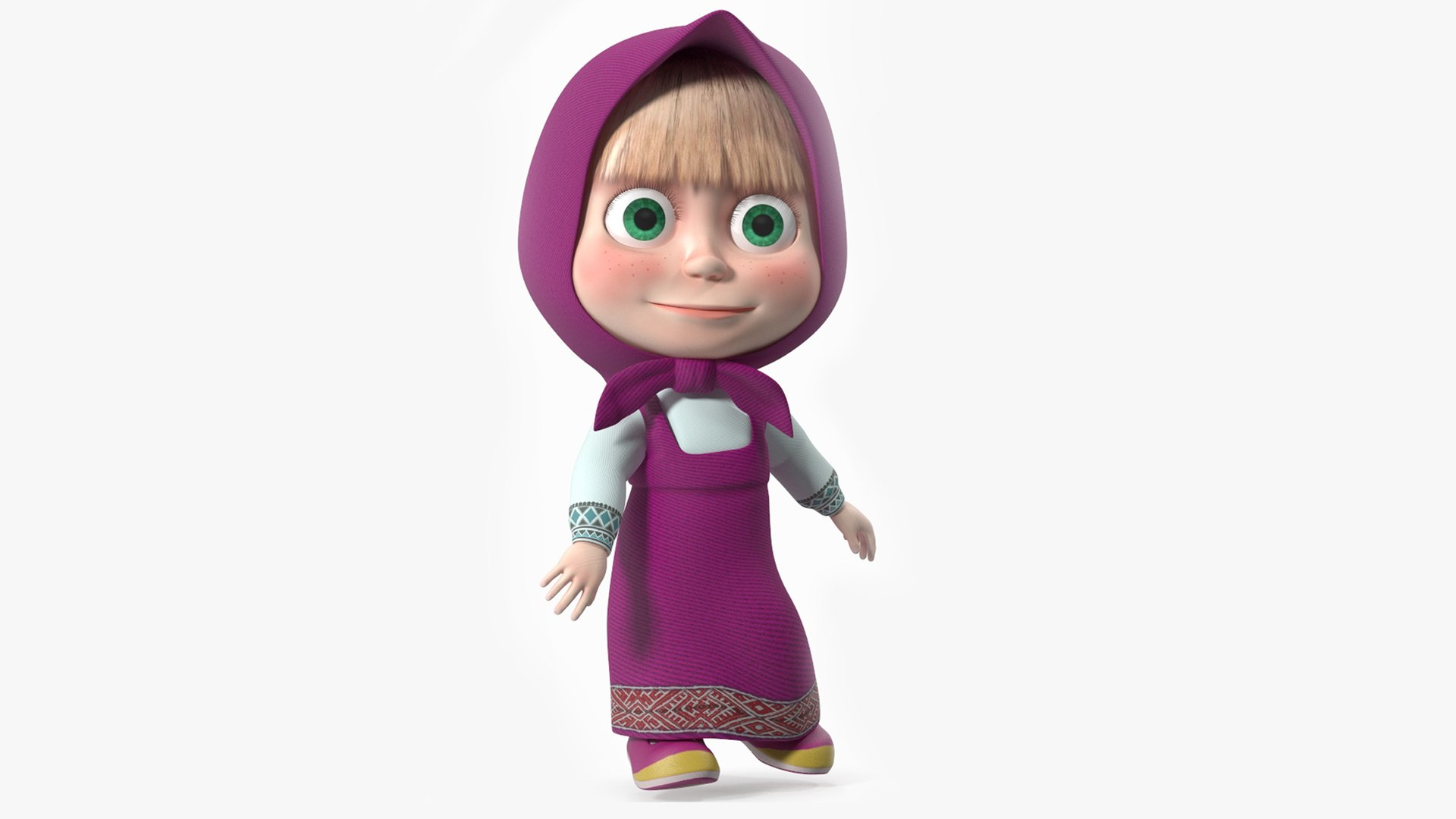Cartoon Character Masha Rigged for Cinema 4D1 3D model preview