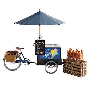 3D ice cream bicycle blue model