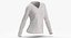 Long Sleeve Worn Female V Neck Pose 02 White Blank and Branded Heather 3D