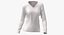 Long Sleeve Worn Female V Neck Pose 02 White Blank and Branded Heather 3D
