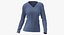 Long Sleeve Worn Female V Neck Pose 02 White Blank and Branded Heather 3D