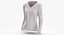 Long Sleeve Worn Female V Neck Pose 02 White Blank and Branded Heather 3D