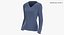 Long Sleeve Worn Female V Neck Pose 02 White Blank and Branded Heather 3D
