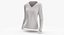 Long Sleeve Worn Female V Neck Pose 02 White Blank and Branded Heather 3D