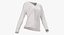 Long Sleeve Worn Female V Neck Pose 02 White Blank and Branded Heather 3D