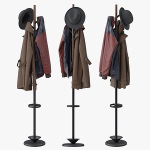 Coat Rack with Umbrella 3D model