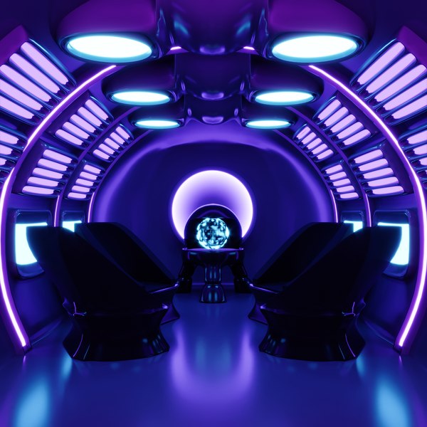 科幻未来派内部紫色宇宙飞船3D模型 - TurboSquid 2176962