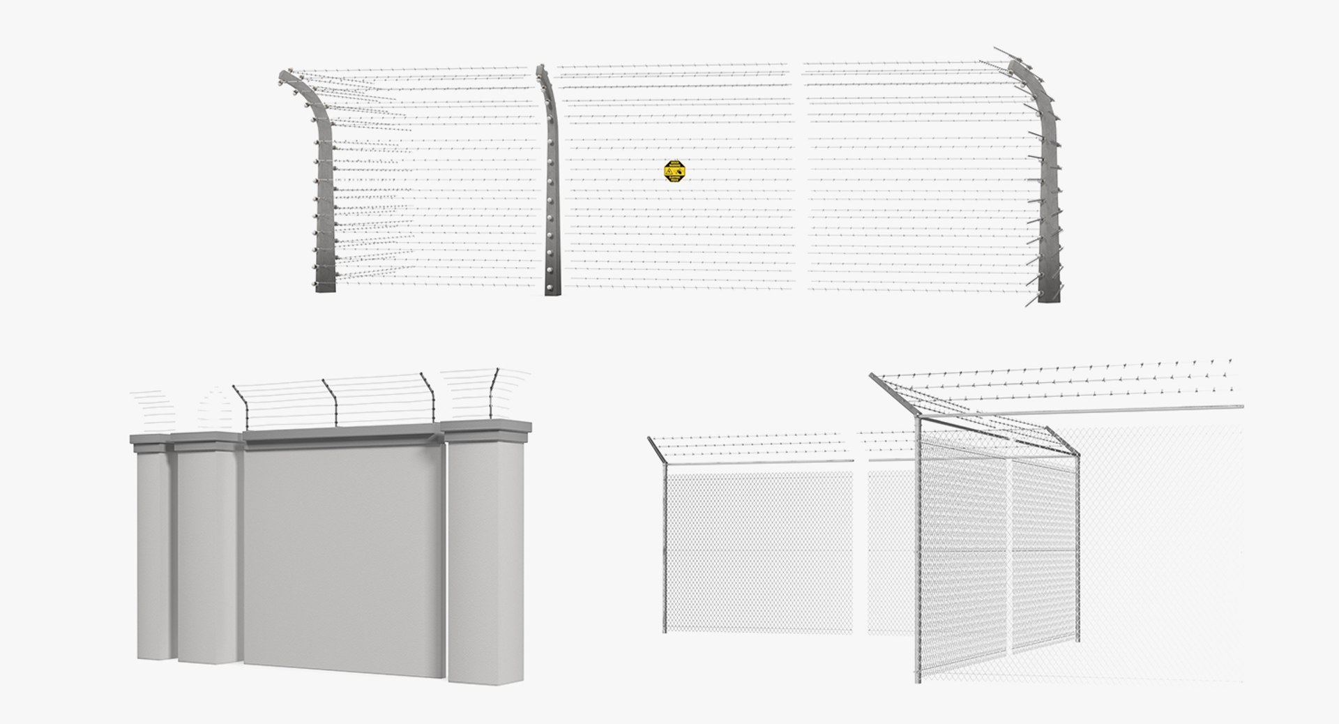 electric barbed wire fences 3D https://p.turbosquid.com/ts-thumb/kF/63YkGR/QPNv0qLJ/electricbarbedwirefencessectionscollectionmb3dmodel001/jpg/1594897497/1920x1080/fit_q87/857cc618e0a7c44a5420c85e370aaa492b6095f3/electricbarbedwirefencessectionscollectionmb3dmodel001.jpg