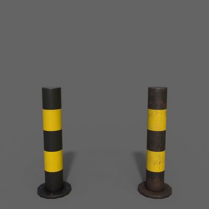 PBR Bollard BlackYellow 3D